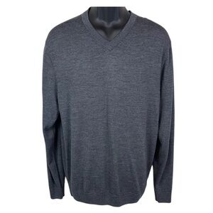 NWT Daniel Cremieux Men Signature V-Neck 100% Merino wool sweater Dark Gray